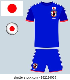 Japan Jersey. Abstract vector image of the Japanese football kit, along with flag and icon.