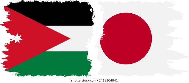 Japan and Jordan grunge flags connection, vector