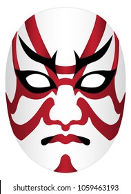 Japan Kabuki Mask On A White Background