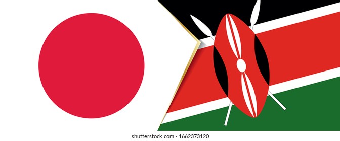 Japan and Kenya flags, two vector flags symbol of relationship or confrontation.