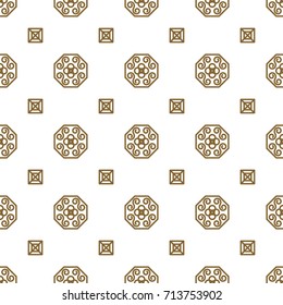 Japan kimono inspired vector seamless pattern in gold line color style. Japanese classic design.