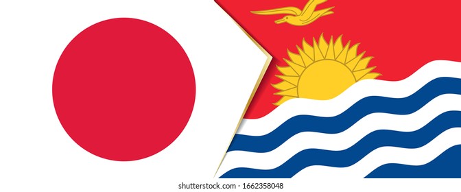 Japan and Kiribati flags, two vector flags symbol of relationship or confrontation.