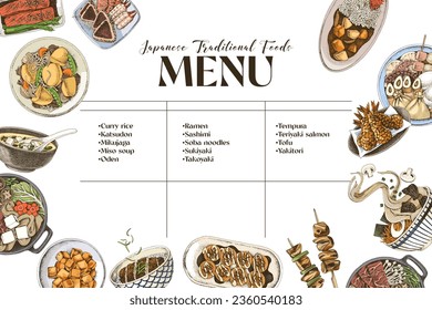 Japan kitchen vector menu template