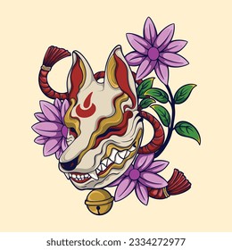 japan Kitsune mask vector art