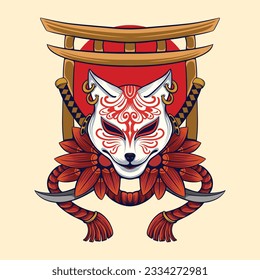 	
japan Kitsune mask vector art