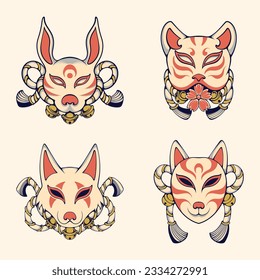 japan Kitsune mask vector art