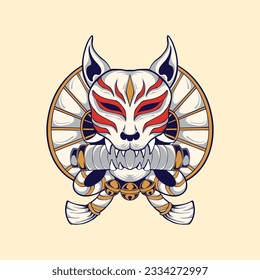 japan Kitsune mask vector art