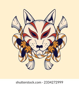 japan Kitsune mask vector art