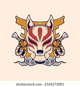 japan Kitsune mask vector art