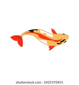 japan koi fish carp cartoon. zen oriental, red water, gold line japan koi fish carp sign. isolated symbol vector illustration