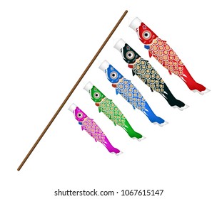 japan koi fish kite on a white background