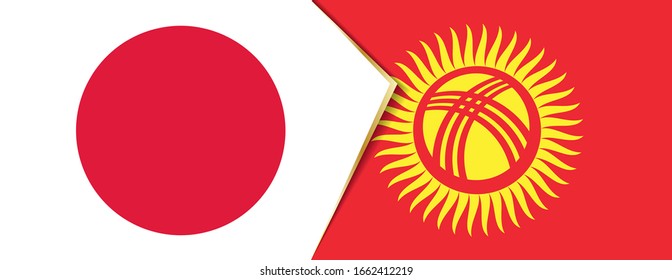 Japan and Kyrgyzstan flags, two vector flags symbol of relationship or confrontation.