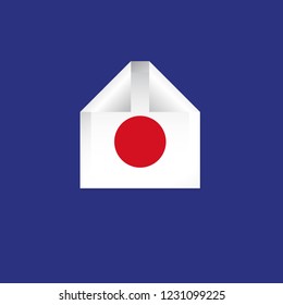 Japan Label Flags Vector Template Design Illustration