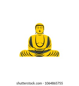 Japan landmark Buddha Kamakura vector illustration isolated on white background, symbol japanese travel icon, decorative sign flat style for design advertising, colorful map, element infographics