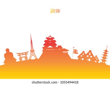 Japan Landmark Global Travel And Journey paper background. Vector Design Template.used for your advertisement, book, banner, template, travel business or presentation.