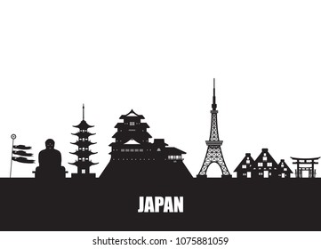 Japan Landmark Global Travel And Journey paper background. Vector Design Template.used for your advertisement, book, banner, template, travel business or presentation.