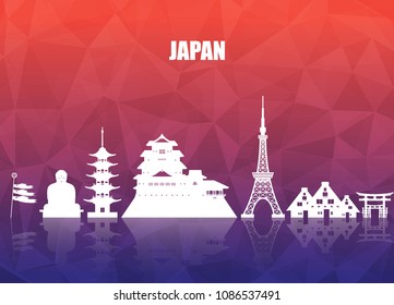 Japan Landmark Global Travel And Journey paper background. Vector Design Template.used for your advertisement, book, banner, template, travel business or presentation.