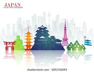 Japan Landmark Global Travel And Journey paper background. Vector Design Template.used for your advertisement, book, banner, template, travel business or presentation.