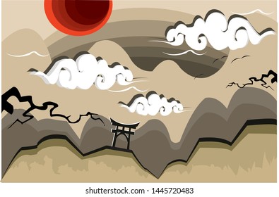 Japan landscape background vector illustration 