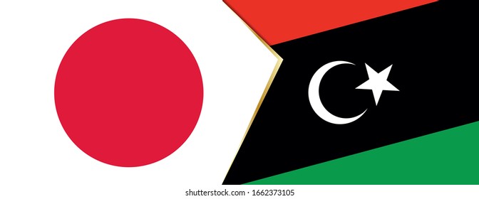 Japan and Libya flags, two vector flags symbol of relationship or confrontation.