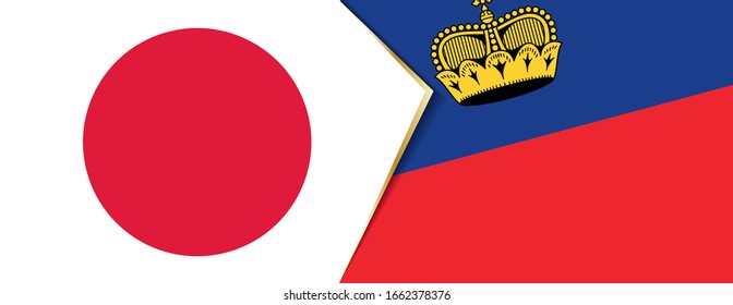 Japan and Liechtenstein flags, two vector flags symbol of relationship or confrontation.