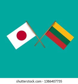Japan and Lithuania crossed flags.Language learning or travel concept