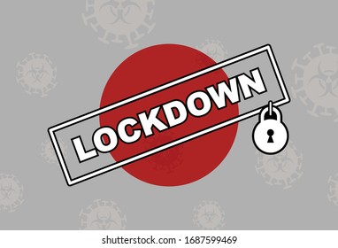 JAPAN LOCKDOWN. Lockdown Coronavirus Design Vector, Quarantine Design Vector, 