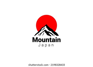 Japan logo. Scene of fuji mountain. japan famous Landmark. flat line design element. vector illustration