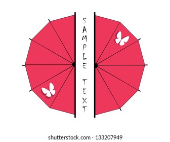 Japan logo as umbrella or parasol with butterfly
