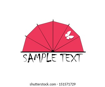 Japan logo as umbrella or parasol with butterfly