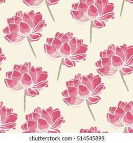 Japan lotus seamless vector pattern. Floral pattern for fabric