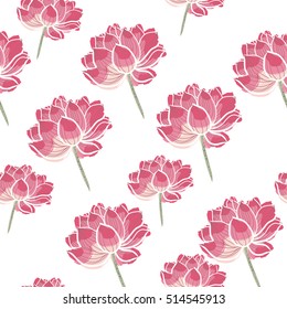 Japan lotus seamless vector pattern. Floral pattern for fabric