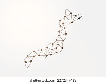 Japan low poly symbol with connected dots. Japan map design vector illustration. Country map polygonal wireframe illustration for website design