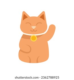 Japan lucky cat icon flat vector. Neko maneki. Fortune luck isolated