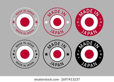 Japão Feito em Carimbo em círculo com bandeira Modelo vetor no fundo branco