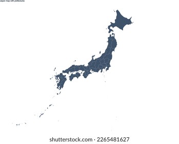 Japan map with 47 prefectures