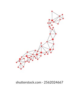 Japan map. Abstract geometric map - connection dots mesh lines.