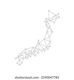 Japan map. Abstract geometric map - connection dots mesh lines.