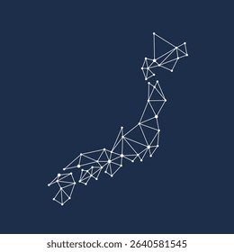 Japan map. Abstract geometric map - connection dots mesh lines.
