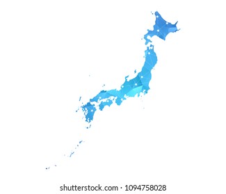 Japan Map - Abstract geometric rumpled triangular low poly style gradient graphic on white background.