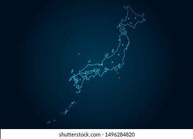 japan map with Abstract mash line and point scales on Dark background . design polygon sphere . Wire frame 3D mesh polygonal network line . Vector illustration eps 10.
