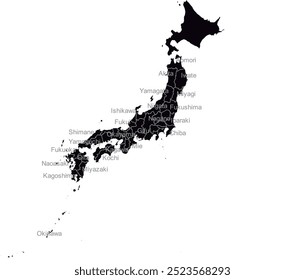 JAPAN MAP with its administrative divisions and regions