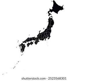 JAPAN MAP com suas divisões administrativas e regiões