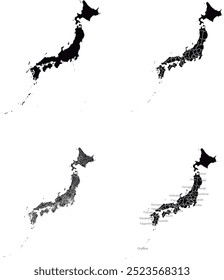 JAPAN MAP com suas divisões administrativas e regiões