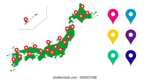 Japan Map, Japan All, Map Vector Icon Illustration Material