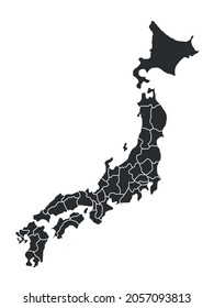 Japan map background with prefectures. Japan map isolated on white background. Vector illustration