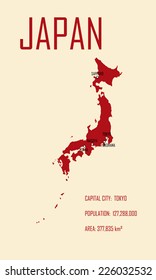 Japan map and basic information vector illustration