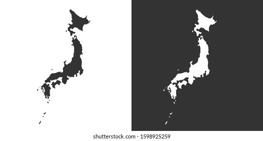Japan Map With Black and White vector
