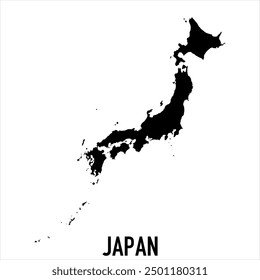 Japan Map - black World Map International vector template with High detailed isolated on white background - Vector