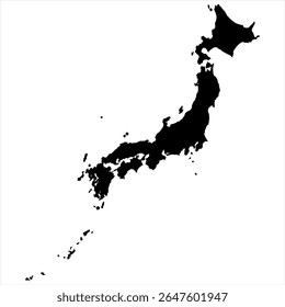Japan Map - black World Map International vector template with High detailed isolated on white background - Vector